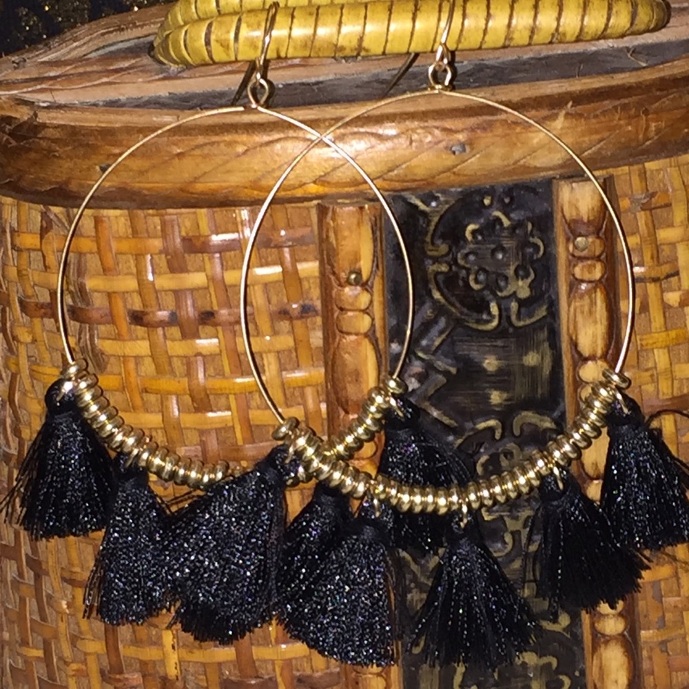Beaded Tassle Hoops